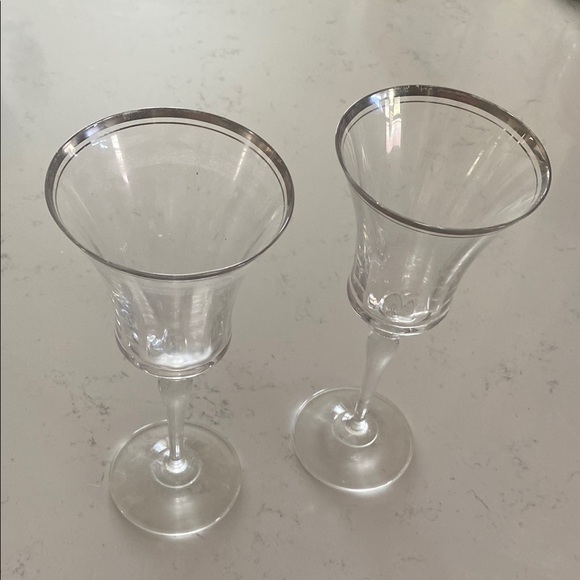 Other - Elegant Silver-Rimmed Wine Glass Set